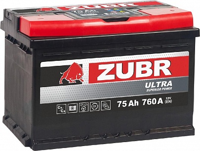 Аккумулятор ZUBR Ultra 6СТ-75 Ач прям. пол. (L3)