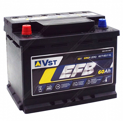 Аккумулятор VST EFB 6СТ-60 Ач прям. пол. (L2)