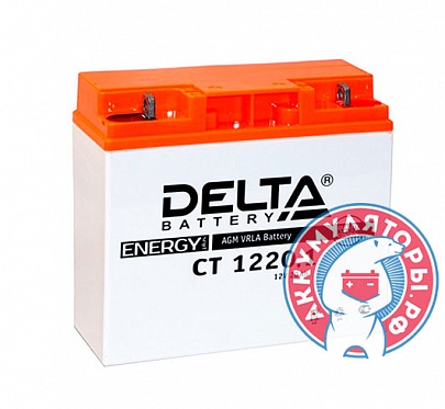 Аккумулятор Мото Delta CT 1220.1, 20 Ач обр. пол. 12В (YT19BL-BS)