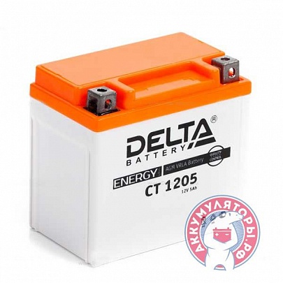 Аккумулятор Мото Delta CT 1205, 5 Ач обр. пол. 12В (YT5L-BS, YTZ7S, YTX5L-BS)