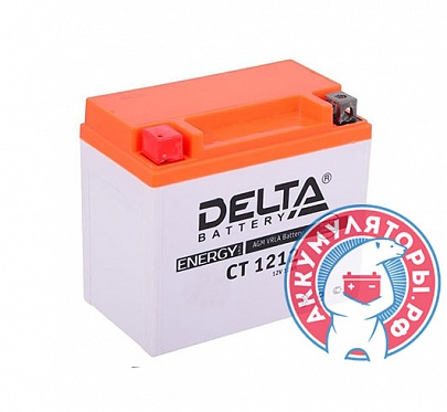 Аккумулятор Мото Delta CT 1212, 12 Ач прям. пол. 12В (YTX12-BS,YTX14-BS)