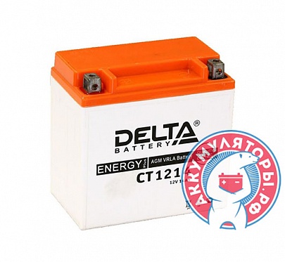 Аккумулятор Мото Delta CT 1214, 14 Ач прям. пол. 12В (YTX14H-BS, YTX16-BS, YB16B-A,YTX14-BS)