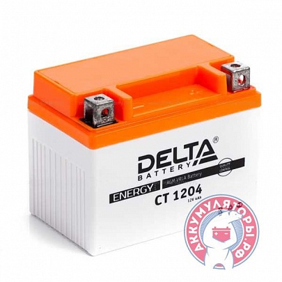 Аккумулятор Мото Delta CT 1204, 4 Ач обр. пол. 12В (YB4L-A, YB4L-B, YTX4L-BS)