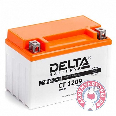 Аккумулятор Мото Delta CT 1209, 9 Ач прям. пол. 12В (YTX9, YTX9-BS)