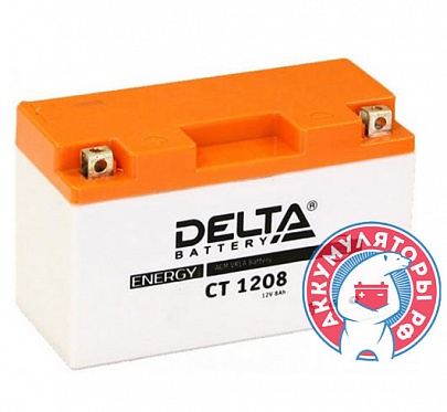 Аккумулятор Мото Delta CT 1208, 8 Ач прям. пол. 12В (YT7B-BS, YT7B-4, YT9B-BS)