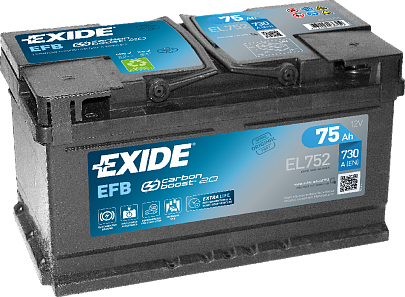 Аккумулятор EXIDE EFB 6СТ-70 Ач обрат. пол. (L3)