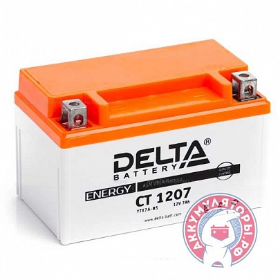 Аккумулятор Мото Delta CT 1207, 7 Ач прям. пол. 12В (YTX7A-BS)